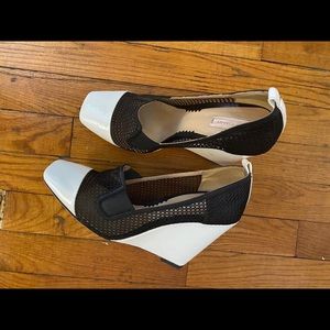 Reed Krakoff Black & White Patent Leather Wedge